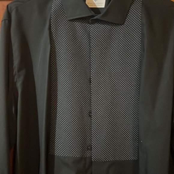 Ryan Seacrest Distinction Black Mens Size 18 Slim Fit Dress Shirt - Picture 2 of 7